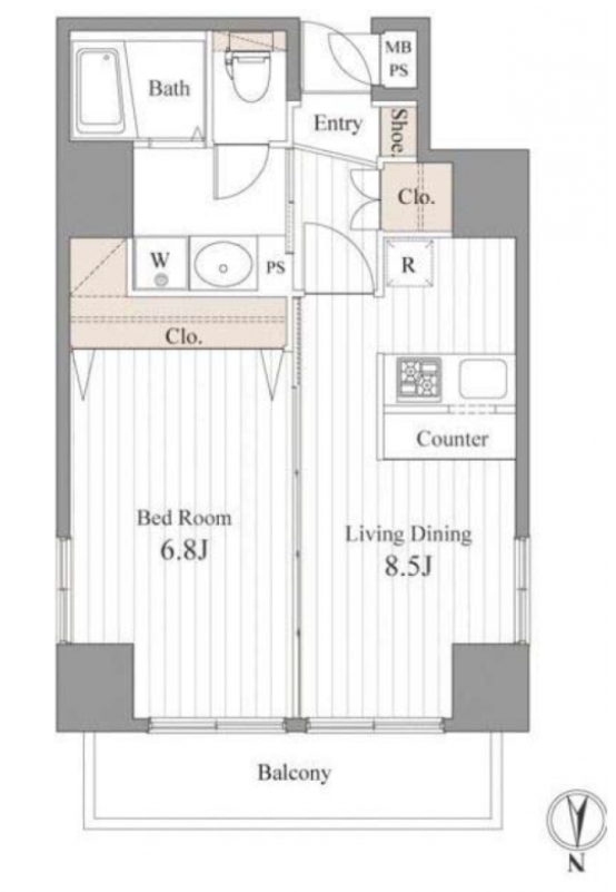 インプルーブ中目黒（旧：ルームピア中目黒ガーデン）　503号室　間取り