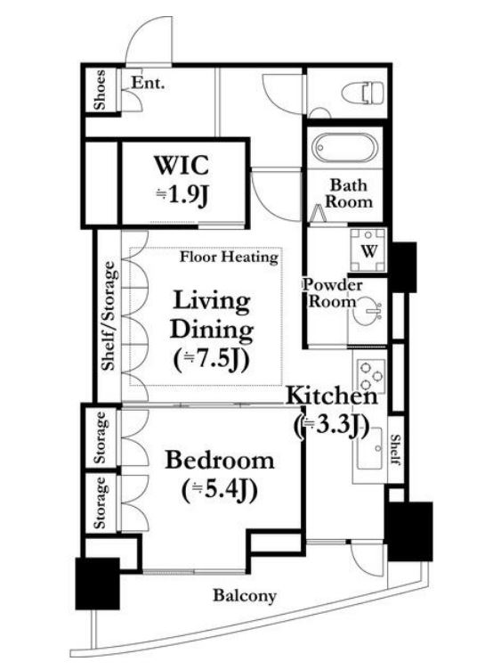 河田町ガーデン　1-3009号室　間取り
