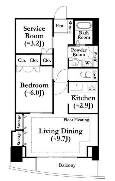 河田町ガーデン　1-2414号室　間取り