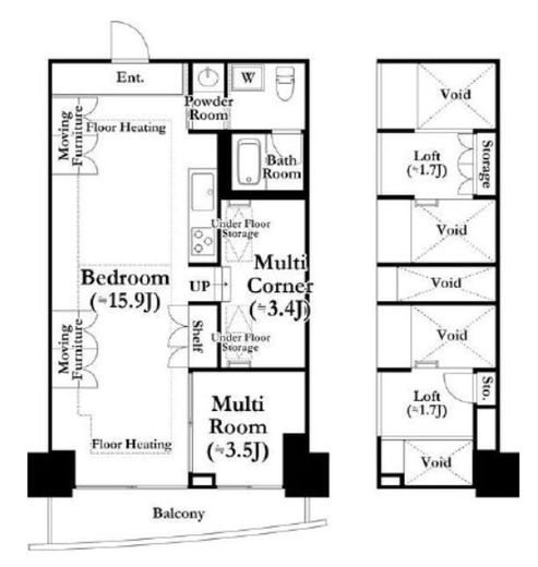 河田町ガーデン　1-107号室　間取り