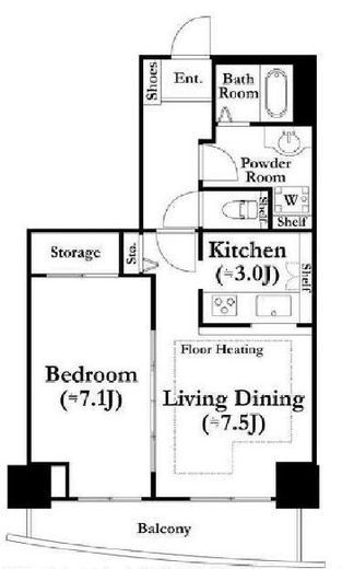 河田町ガーデン　1-1106号室　間取り