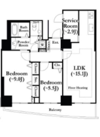 河田町ガーデン　1-1109号室　間取り