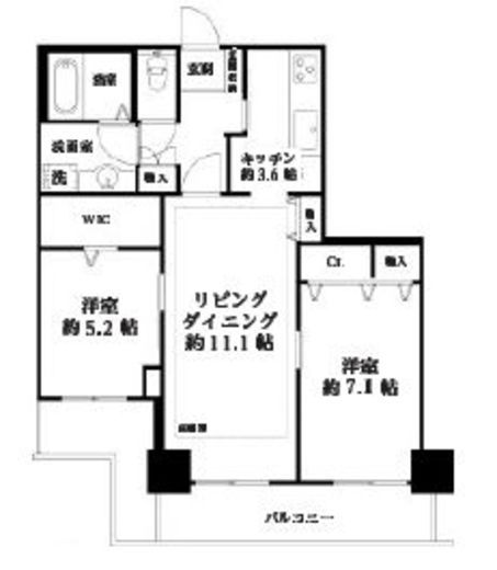 河田町ガーデン　1-1203号室　間取り