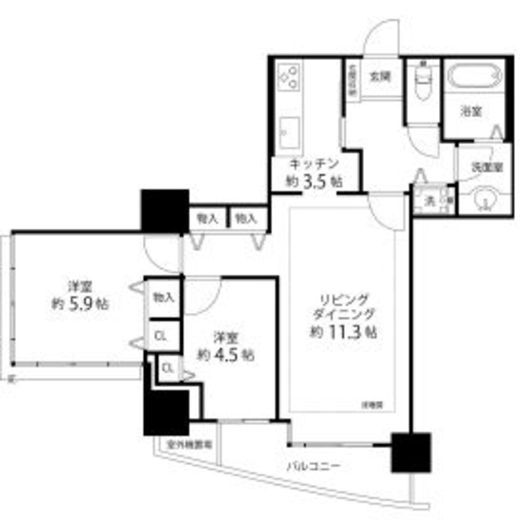 河田町ガーデン　1-207号室　間取り