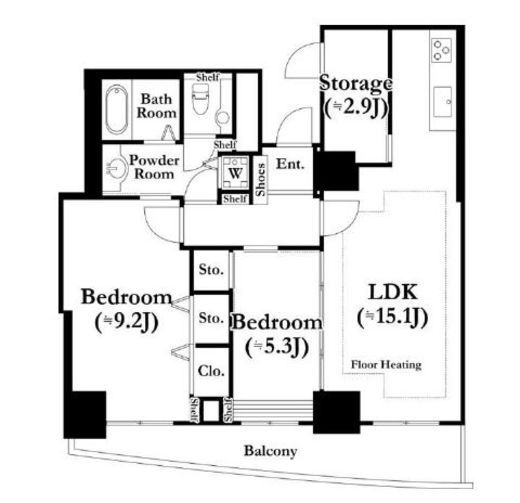 河田町ガーデン　1-209号室　間取り