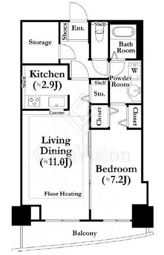 河田町ガーデン　1-2104号室　間取り