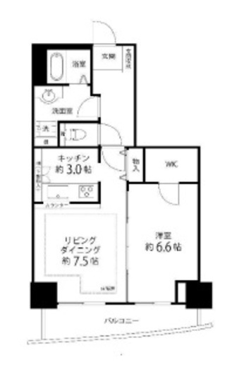 河田町ガーデン　1-2412号室　間取り