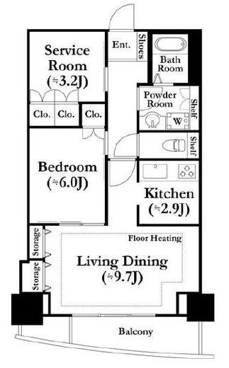 河田町ガーデン　1-2414号室　間取り