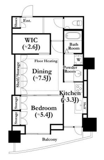 河田町ガーデン　1-3009号室　間取り