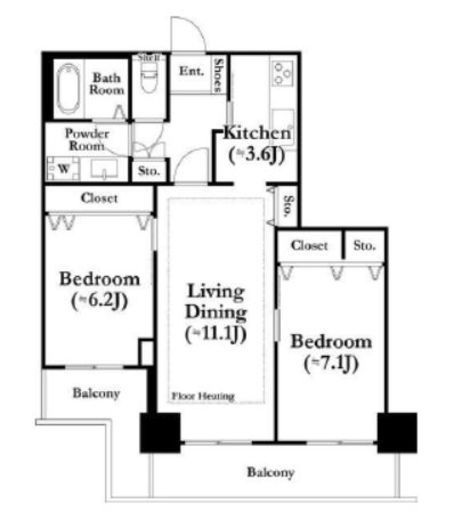河田町ガーデン　1-303号室　間取り