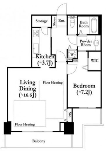 河田町ガーデン　1-714号室　間取り