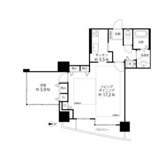 河田町ガーデン　1-810号室　間取り