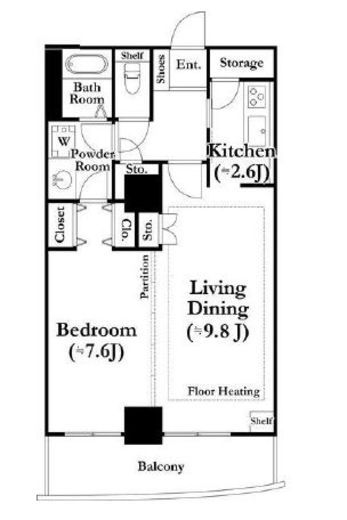 河田町ガーデン　2-802号室　間取り