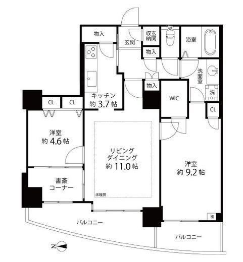河田町ガーデン　2-803号室　間取り