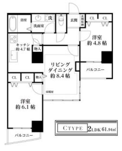 河田町ガーデン　2-901号室　間取り