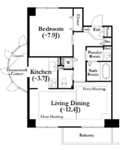 河田町ガーデン　3-606号室　間取り