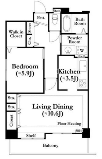 河田町ガーデン　4-710号室　間取り