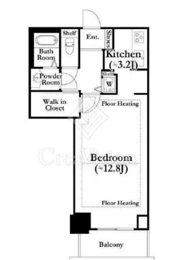 河田町ガーデン　1-1002号室　間取り