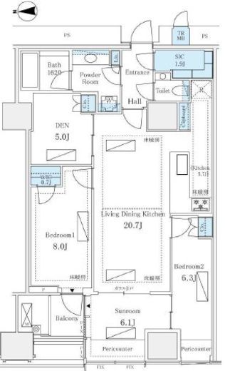 三田ガーデンヒルズ EAST HILL　1305号室　間取り