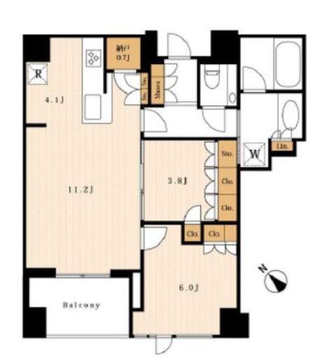 プラウド赤坂　7F7号室　間取り
