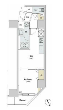 ロイジェント新橋　1401号室　間取り