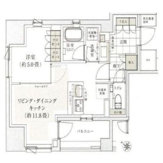 レフィール日本橋馬喰町　3F1号室　間取り