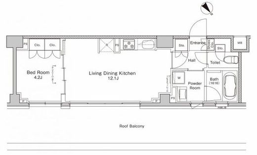 プラウドフラット戸越公園　510号室　間取り