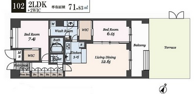 パシフィックレジデンス目黒本町　102号室　間取り