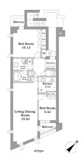 パシフィックレジデンス目黒本町　201号室　間取り