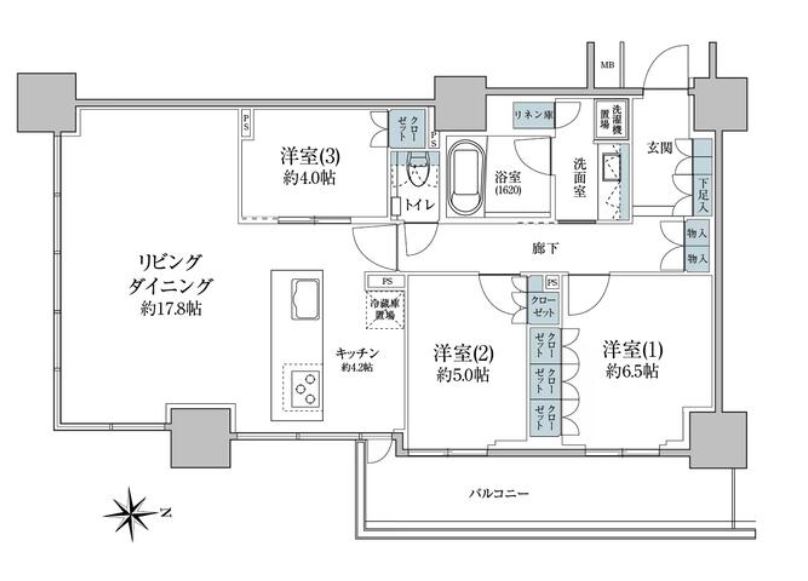 プライムパークス品川シーサイドザ・タワー　6F号室　間取り