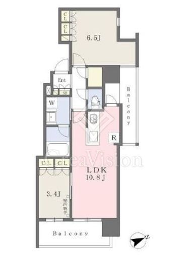 グランドプレシア芝浦　1016号室　間取り