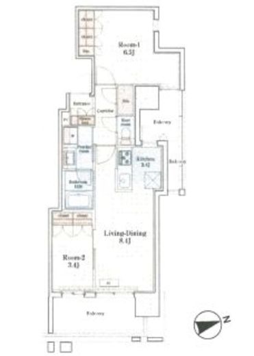 グランドプレシア芝浦　1116号室　間取り