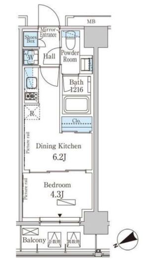 パークアクシス日本橋茅場町　504号室　間取り