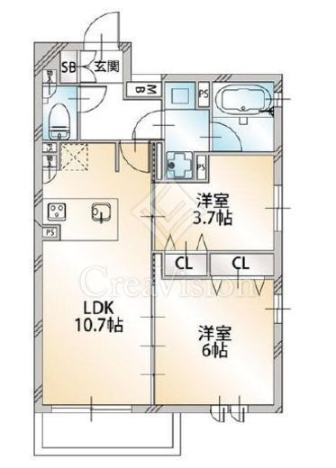 セレニティー原宿　102号室　間取り
