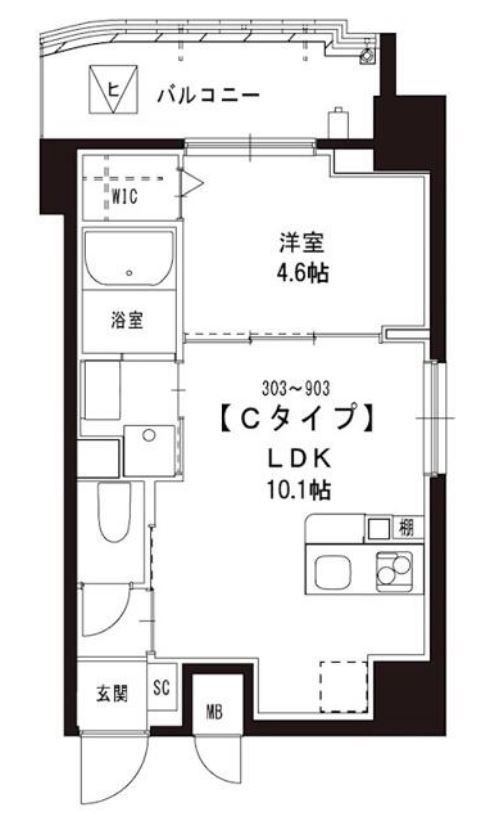 コンフォルト芝公園　401号室　間取り