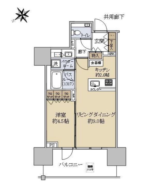 グランドヒルズ恵比寿（旧：シティタワー恵比寿）　12F号室　間取り