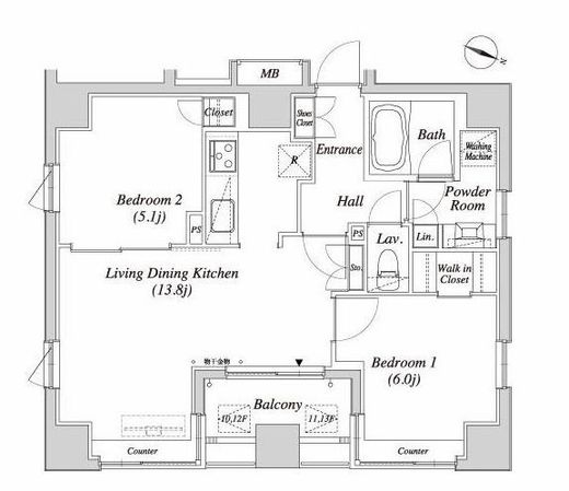 カーサスプレンディッド一番町　1201号室　間取り