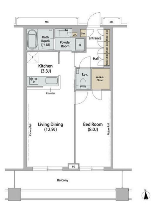 品川ハートビュータワー　2207号室　間取り