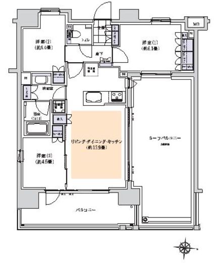 ディームス木場　1203号室　間取り