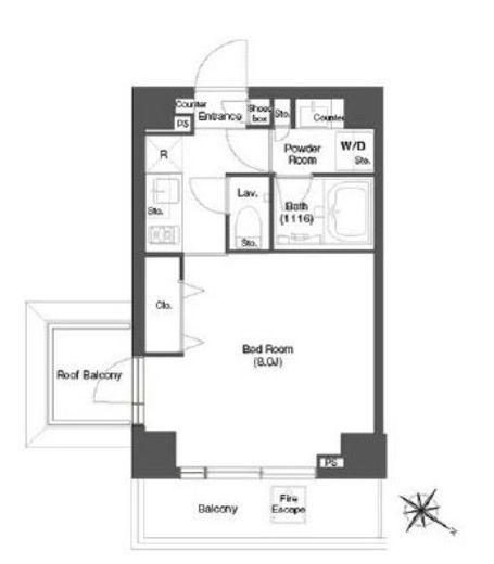 ディームス目黒行人坂　601号室　間取り