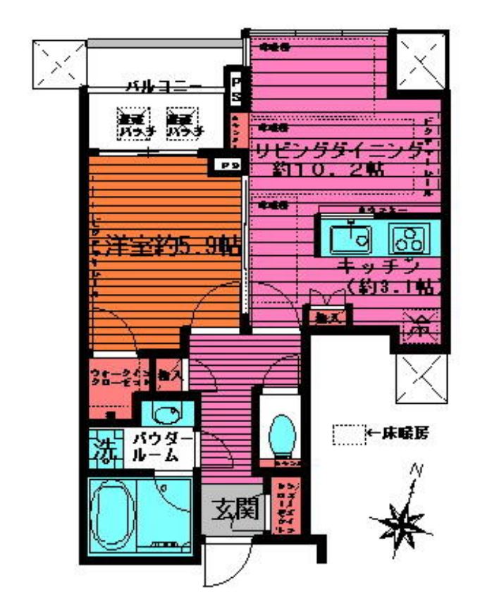 大崎ウエストシティタワーズ　W910号室　間取り