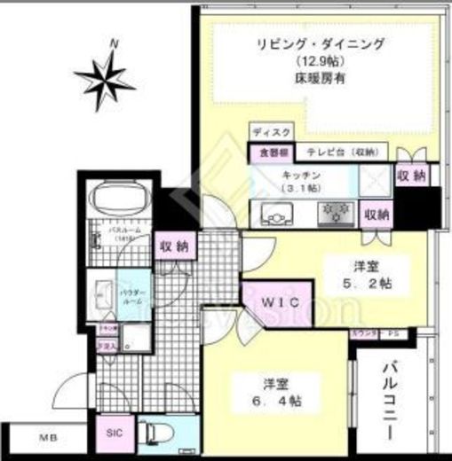 大崎ウエストシティタワーズ ウエスト　21F4号室　間取り