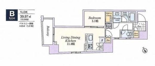 クレストコート清澄庭園　602号室　間取り