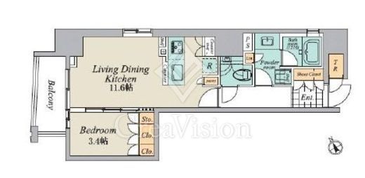 クレストコート清澄庭園　201号室　間取り