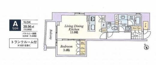 クレストコート清澄庭園　601号室　間取り