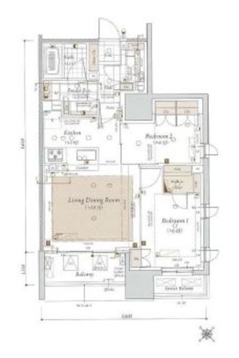 アネシア築地ステーションレジデンス　6F1号室　間取り