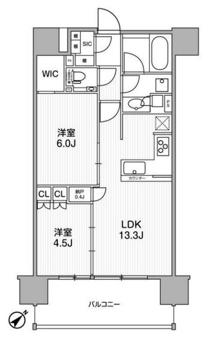 ディームス渋谷本町　1306号室　間取り