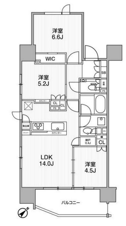 ディームス渋谷本町　1403号室　間取り