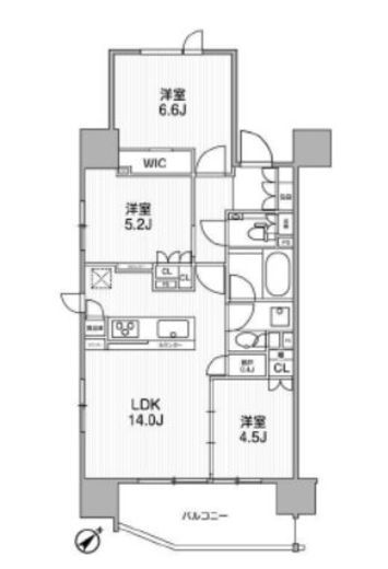 ディームス渋谷本町　1403号室　間取り