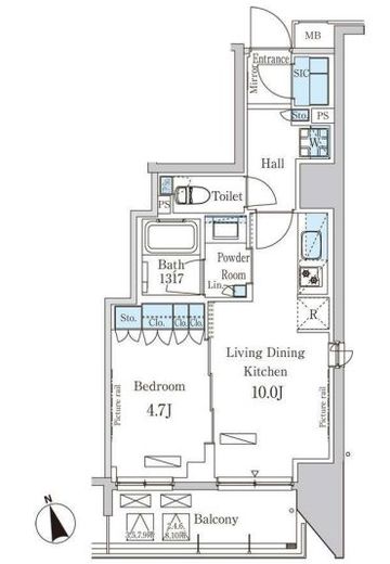 パークアクシス築地　401号室　間取り